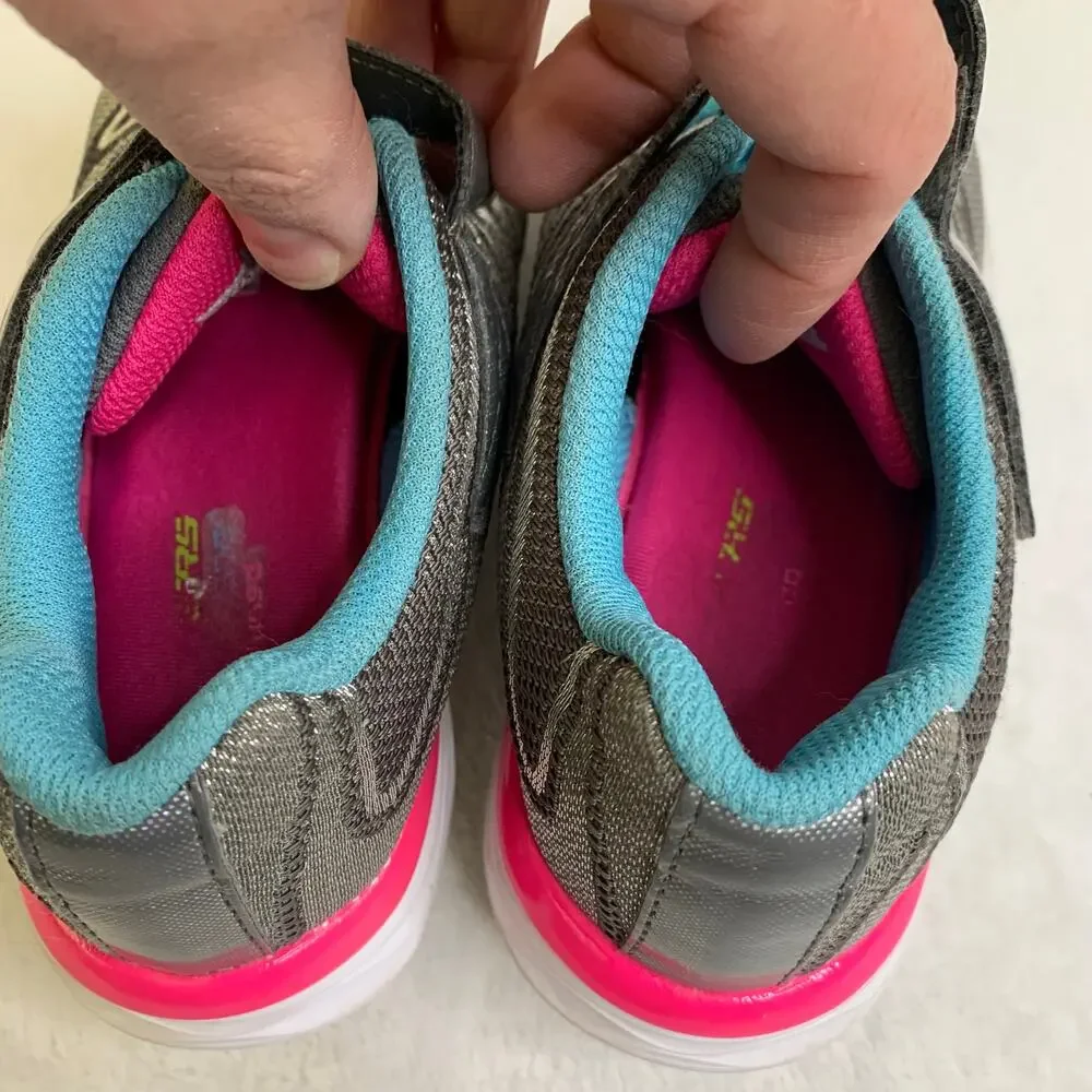 Skechers Kids Dream N Dash Whimsy Girl Sz 2 Sneakers Pink Blue Gray Shoes